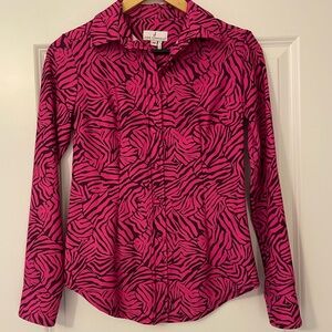 Jude Connally Women’s Hot Pink Animal Print Button Down Shirt